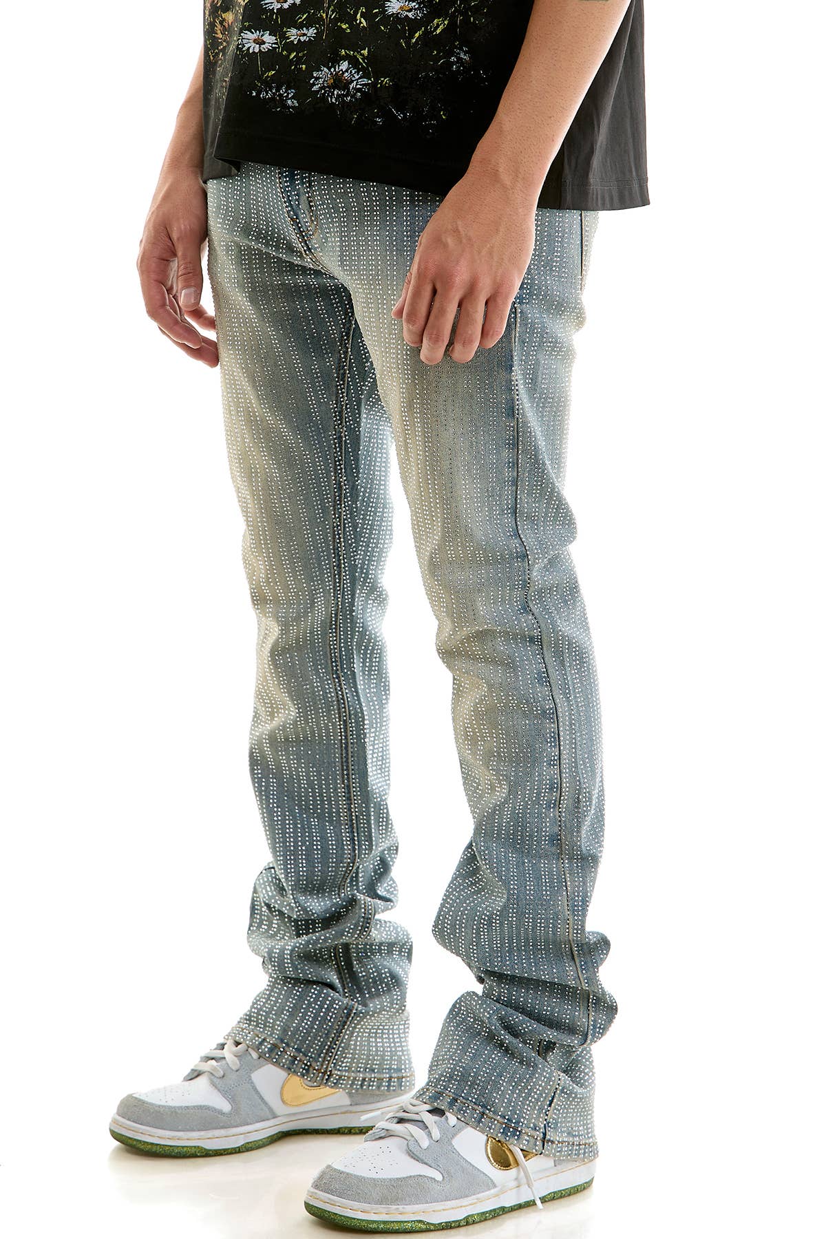 RHINESTONE FLARE JEANS