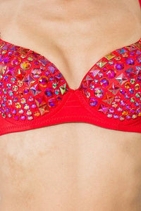 Multicolor Full Rhinestone Bra