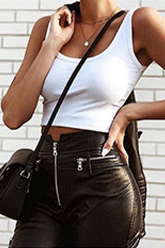 Faux leather fashion shorts