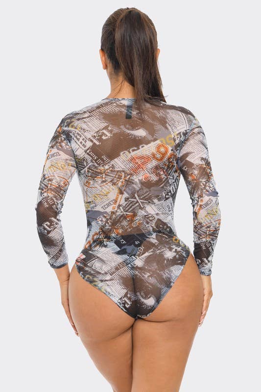 Mesh Bodysuit Print