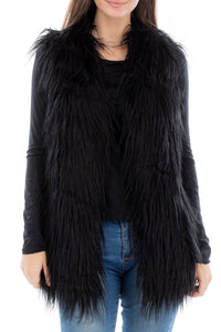 Solid Shaggy Faux Fur Vest