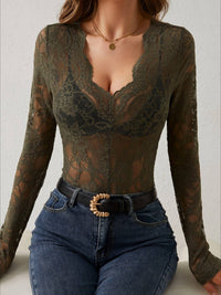 V-Neck Floral Lace Top