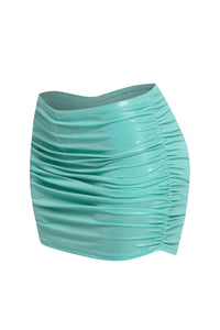 Slinky foiled ruched skirt with shorts under