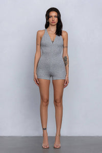 V-neck romper w/ back cut out
