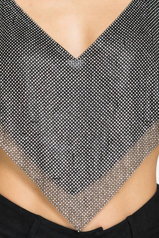 Crop Rhinestone Sexy Halter Bustier