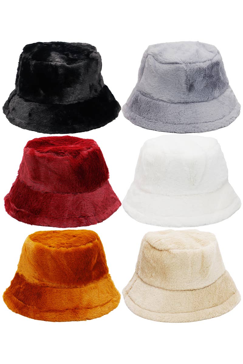 Oversized Fluffy Faux Fur Bucket Hat