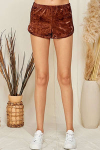 STRETCH CRUSHED VELVET SHORTS
