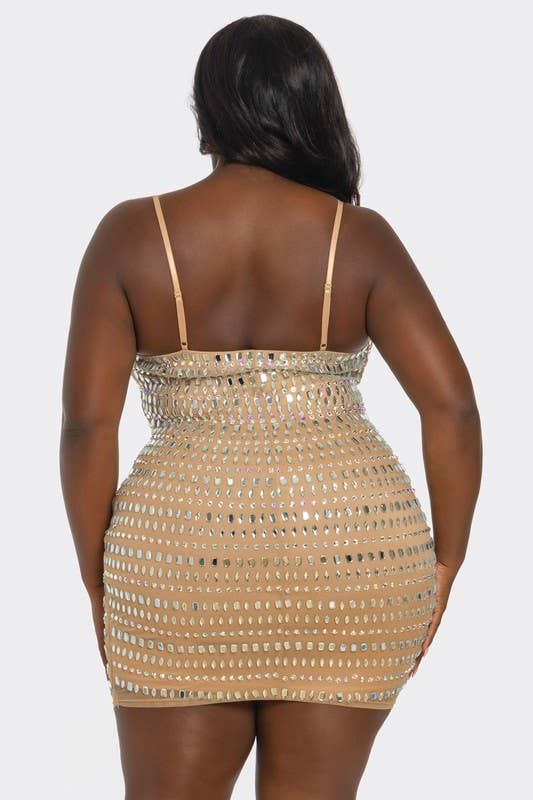 Plus Size Multi Shaped Rhinestone Dress