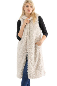 Hood Shaggy Long Vest