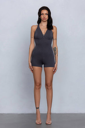 V-neck romper w/ back cut out