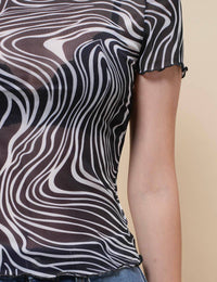 Zebra Print Mesh Top