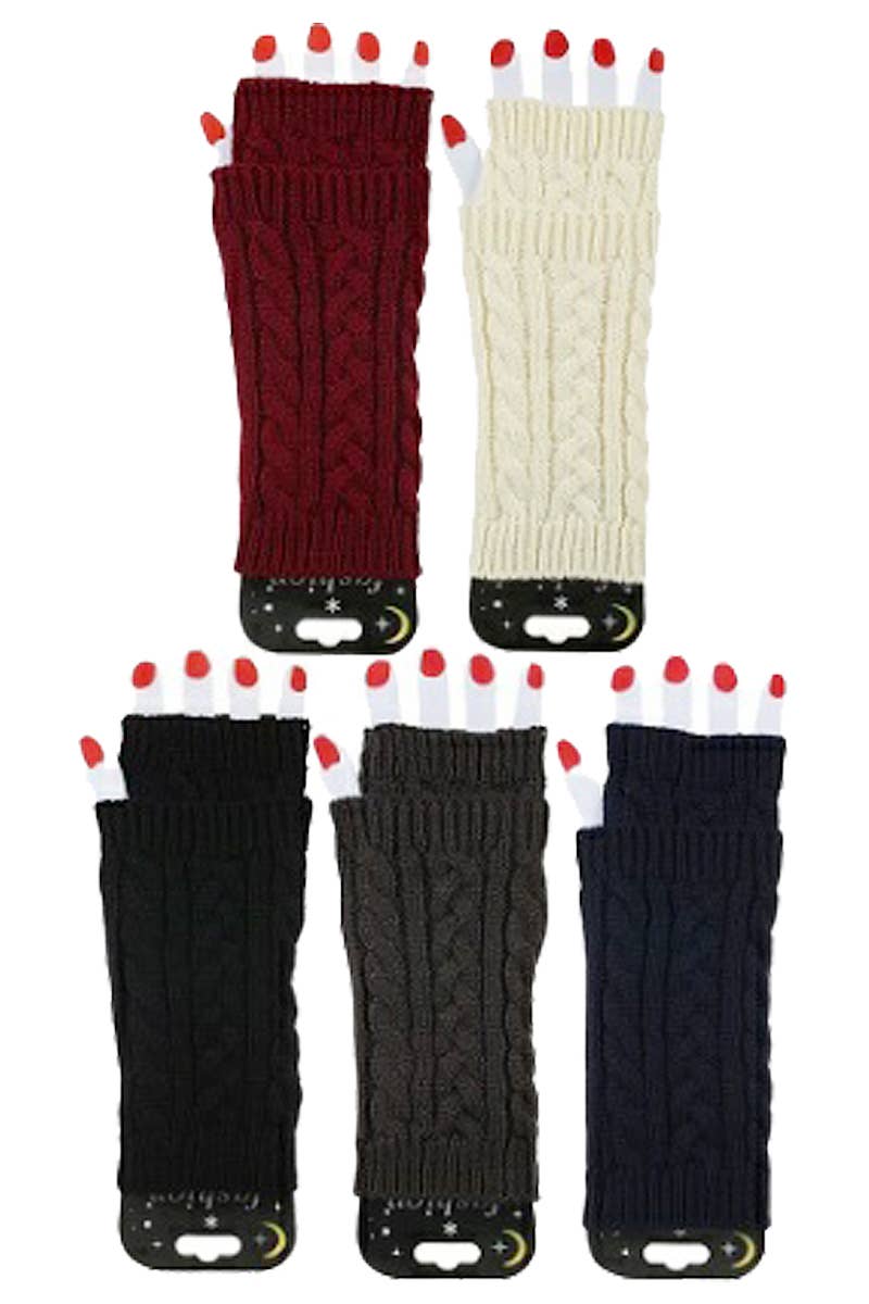 Cable Knitted Fingerless Arm Warmer Sleeve