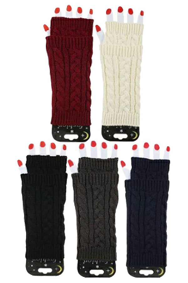 Cable Knitted Fingerless Arm Warmer Sleeve