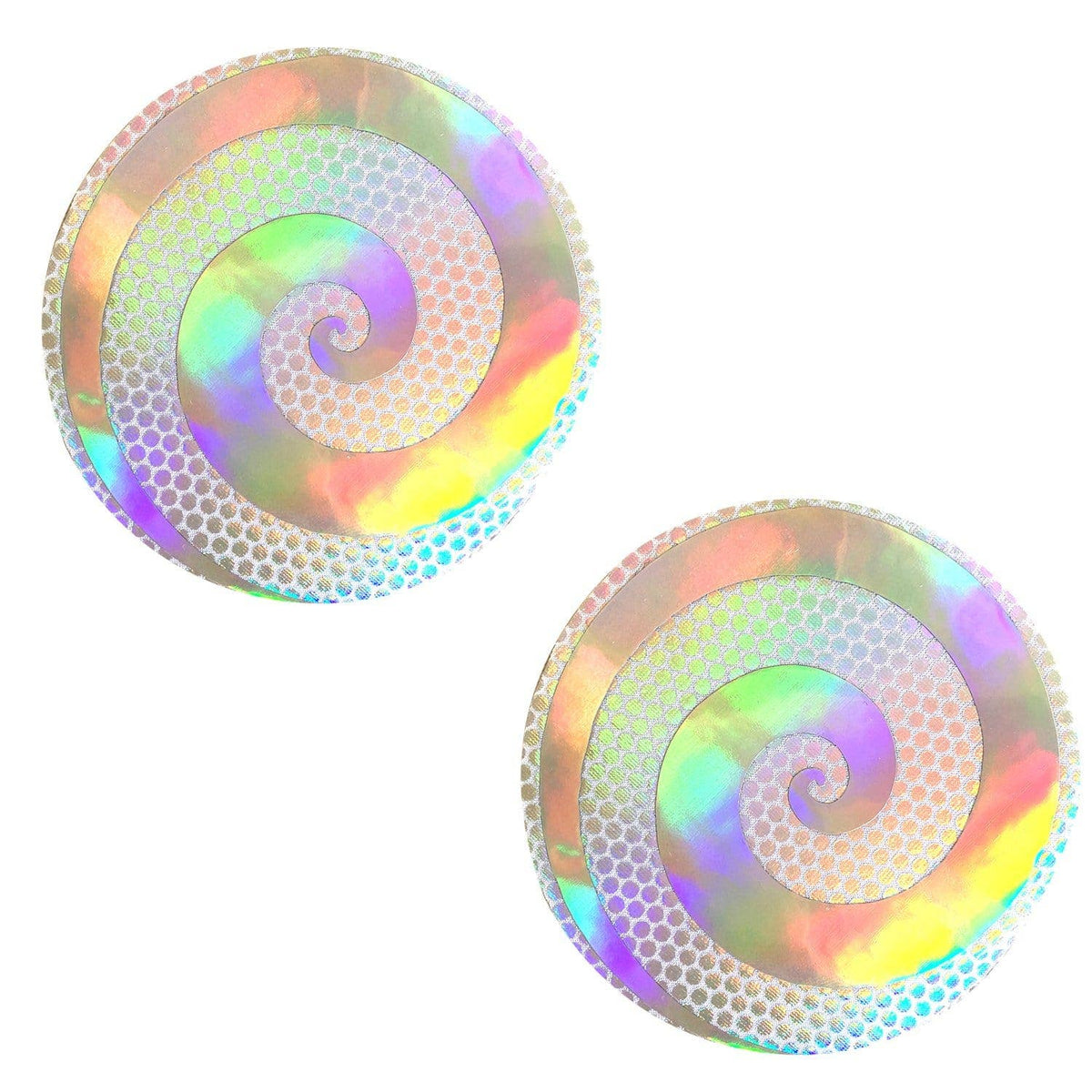 Care Bare Stare Holographic Spiral White Nipple Cover Pasties