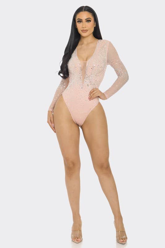 Rhinestone Long Sleeve Bodysuit