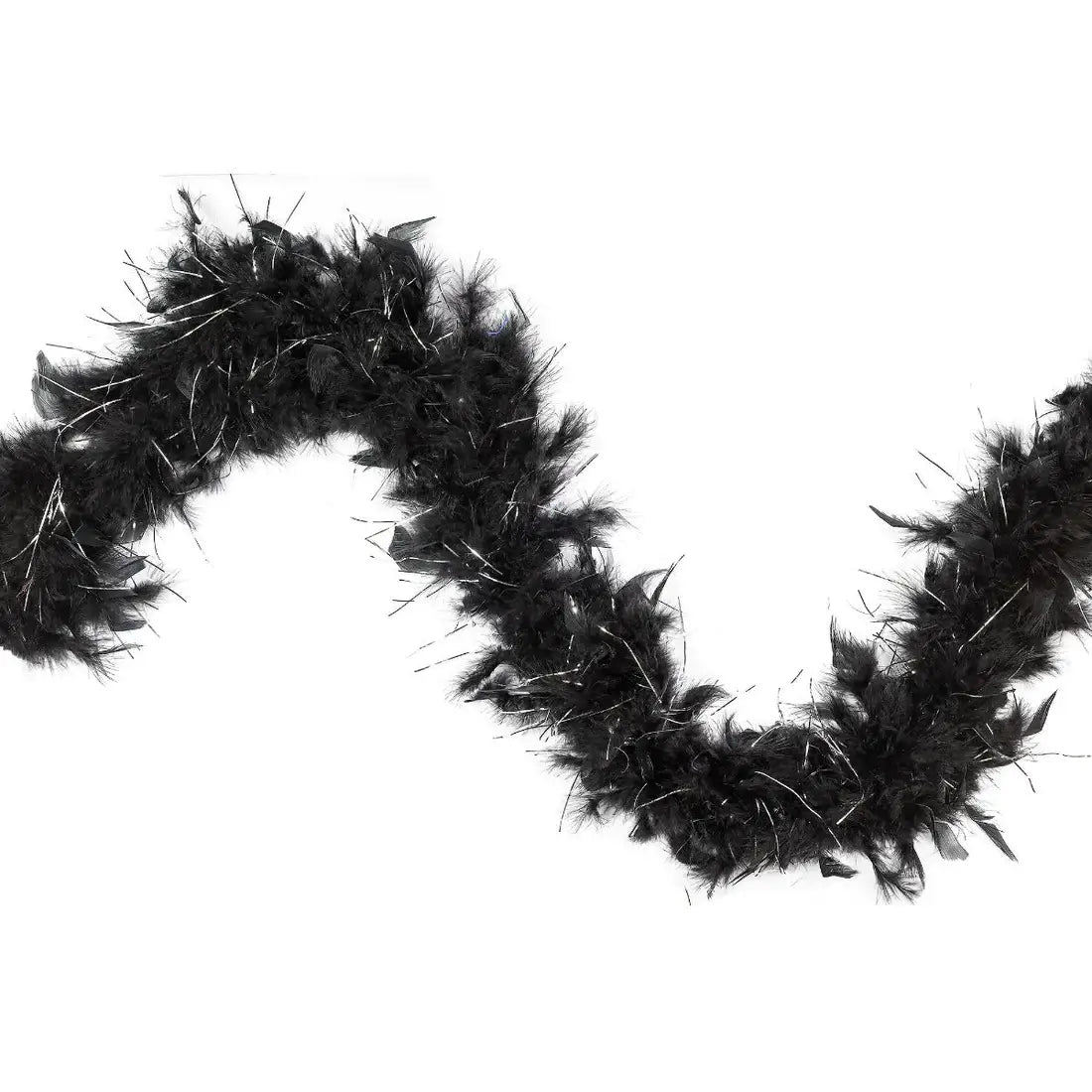 Chandelle Feather Boa - Medium Weight - Black/Silver Lurex
