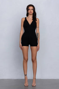 V-neck romper w/ back cut out