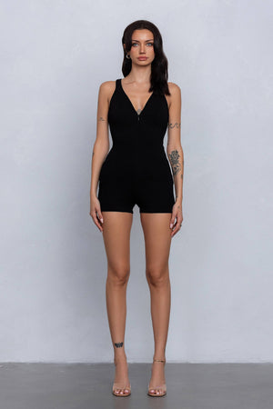 V-neck romper w/ back cut out