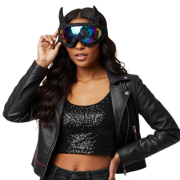 Black Rhinestone Devil Goggles