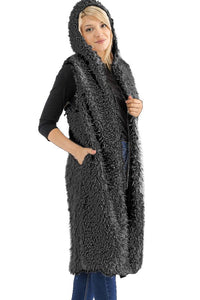 Hood Shaggy Long Vest