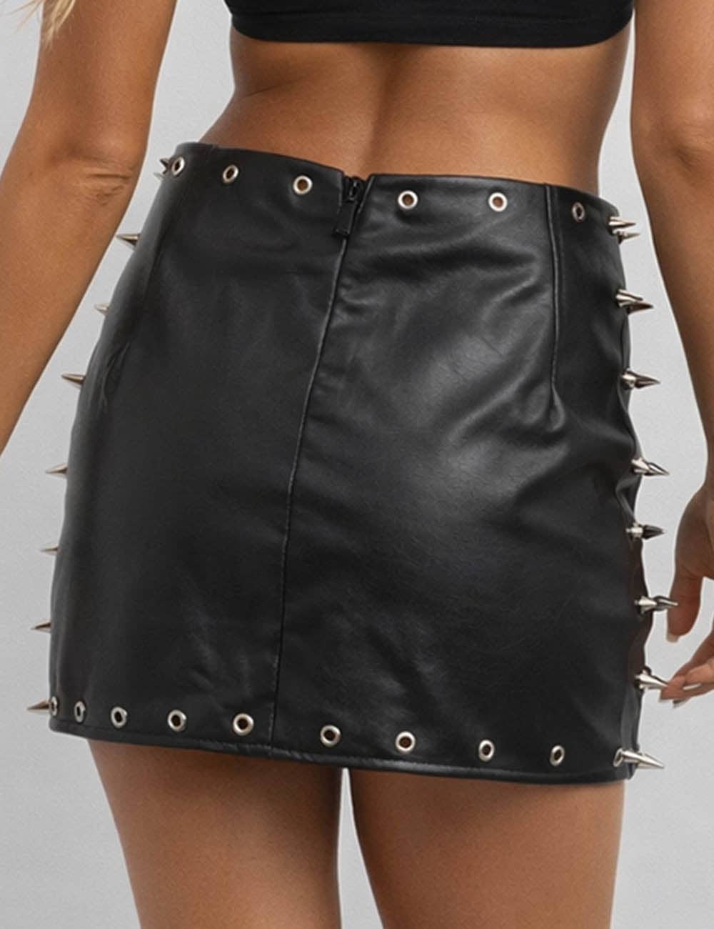 Metal Stud Mini Skirt