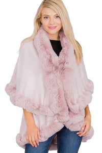 Luxury Bubble Faux Fur Double Layered Cape Poncho