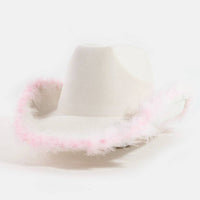 Feather Trim Fashion Cowboy Hat