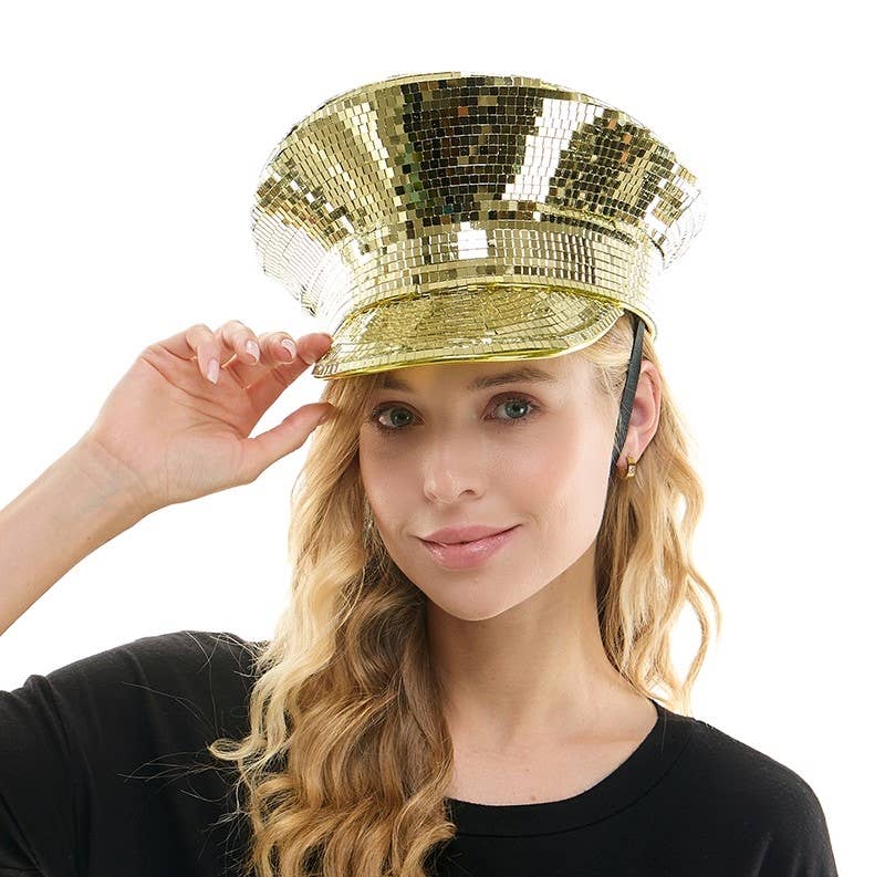 Gold Mirror Captain Hat