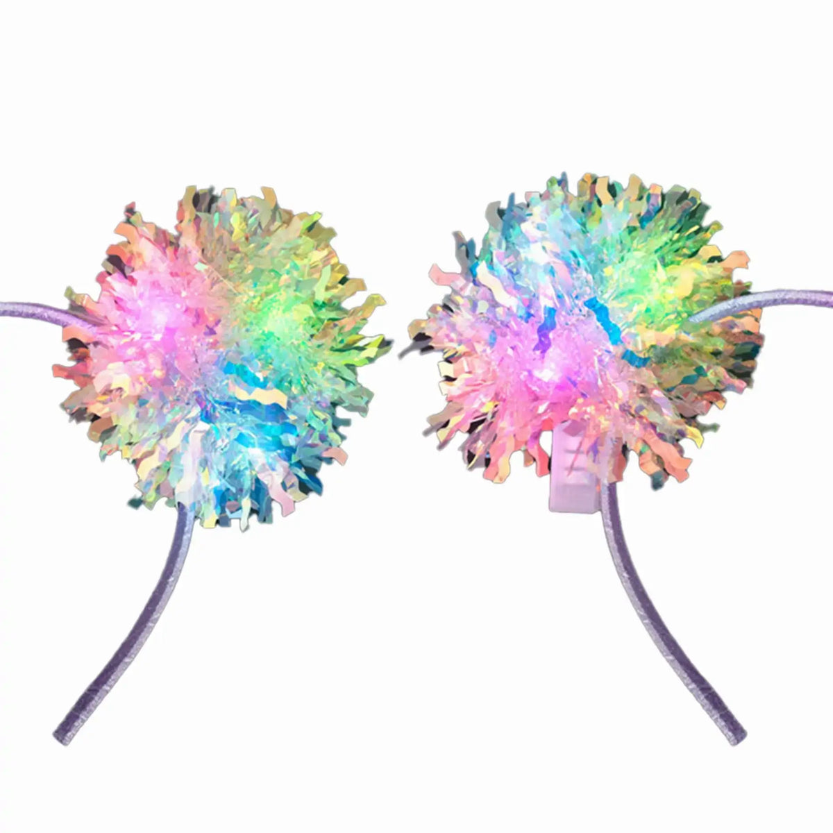 Light Up Crinkle Tinsel Fluffy Pom Pom Headband
