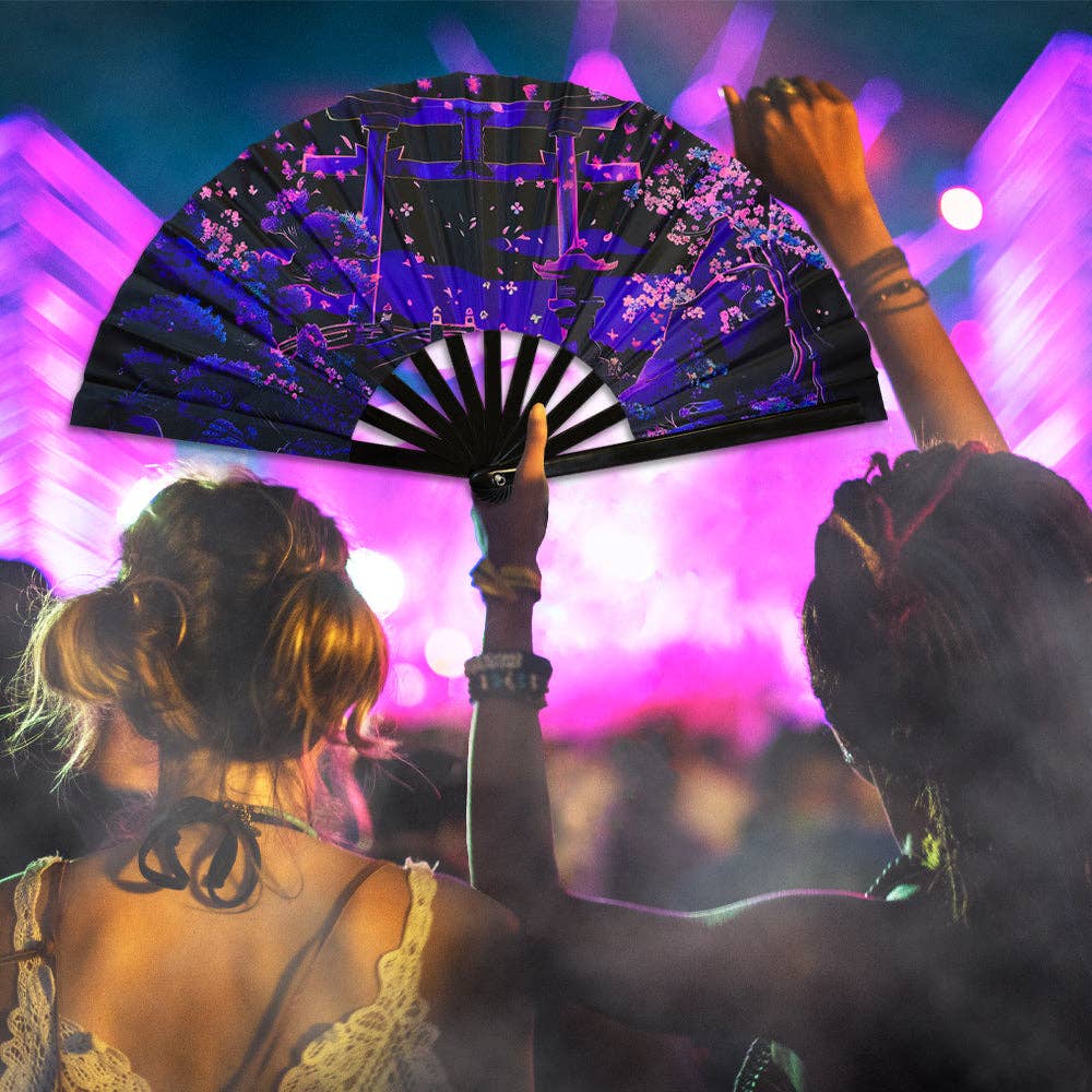 Sakura Blossoms Blacklight X-Large Fan