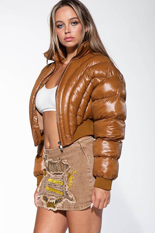 PINK CROP PUFFER JACKET