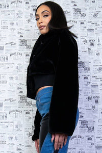 Fuzzy Faux Fur Crop Jacket