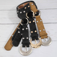Studded Trim Vegan Leather Belt