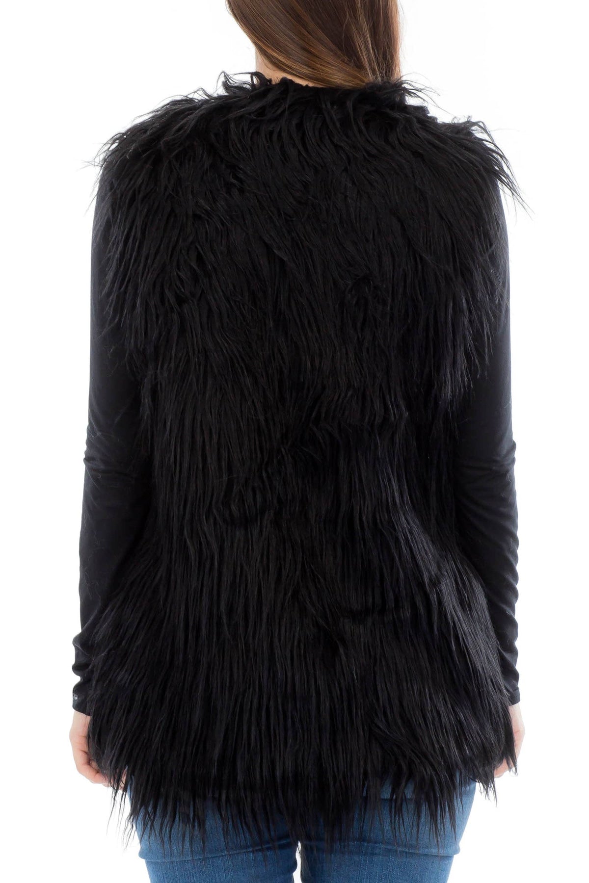 Solid Shaggy Faux Fur Vest