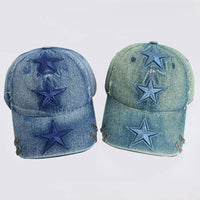 Retro Raised Star Embroidery Baseball Cap