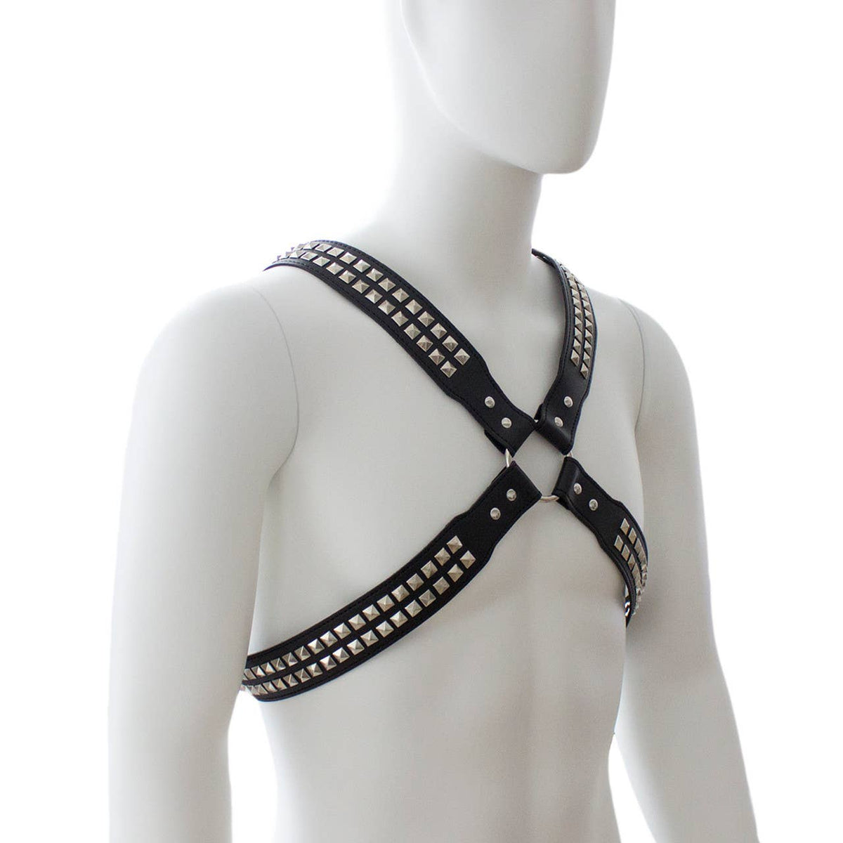 Chest Harness - Halford Style Studded X-Cross PVC Vegan