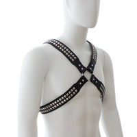 Chest Harness - Halford Style Studded X-Cross PVC Vegan