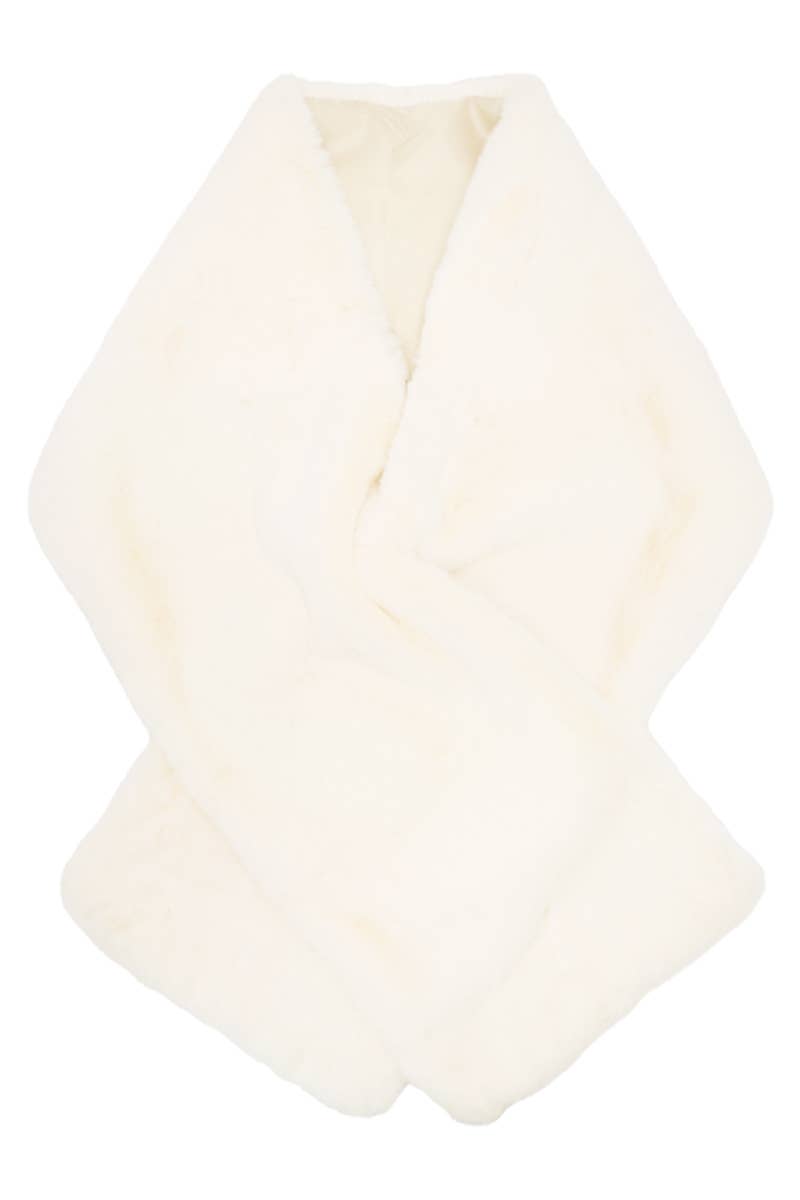 Lux Fluffy Faux Fur Satin Lined Stole Shawl Scarf