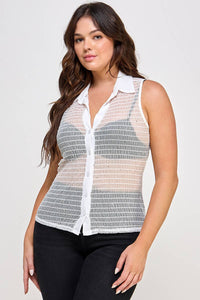 Collared Mesh Top