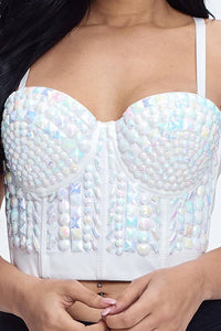 Rainbow Stones Pattern Crop Bustier Top