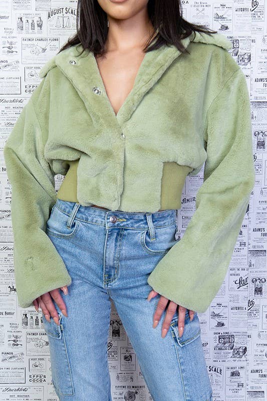 Fuzzy Faux Fur Crop Jacket