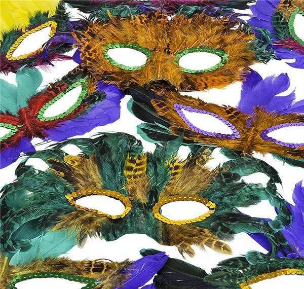 MARDI GRAS FEATHER MASKS 50PCS/PACKS