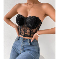 Rose Lace Strapless Bustier