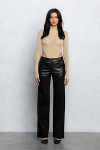 Thin knit mock neck bodysuit