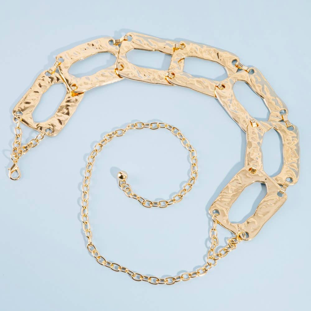 Hammered Rectangle Chain Link Chain Belt