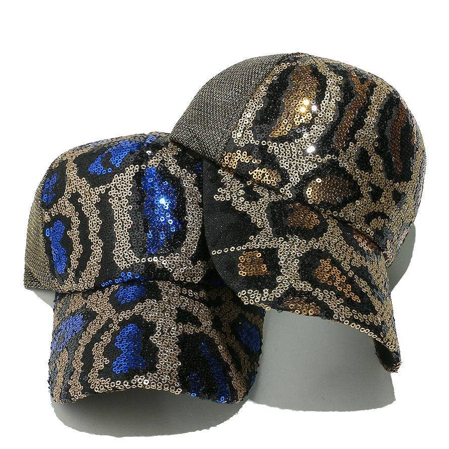 Party sequin leopard hat baseball cap