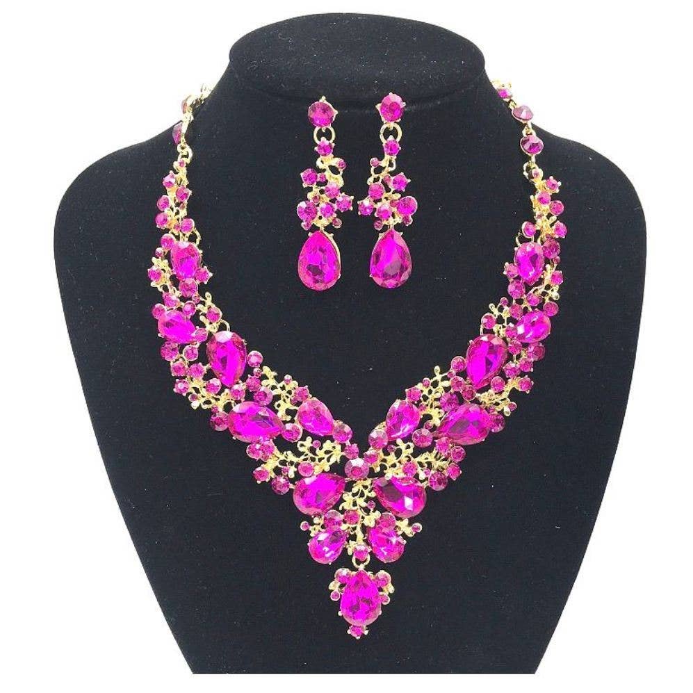 Vine Rhinestone Necklace Set