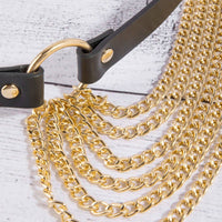 Multi Layered Chain Waist Vegan Leather Belt