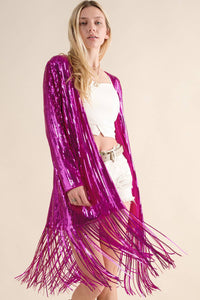 Sequin Fringe Star Back Open Jacket