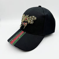 Bee Seed Bead Striped Rhinestone Cap